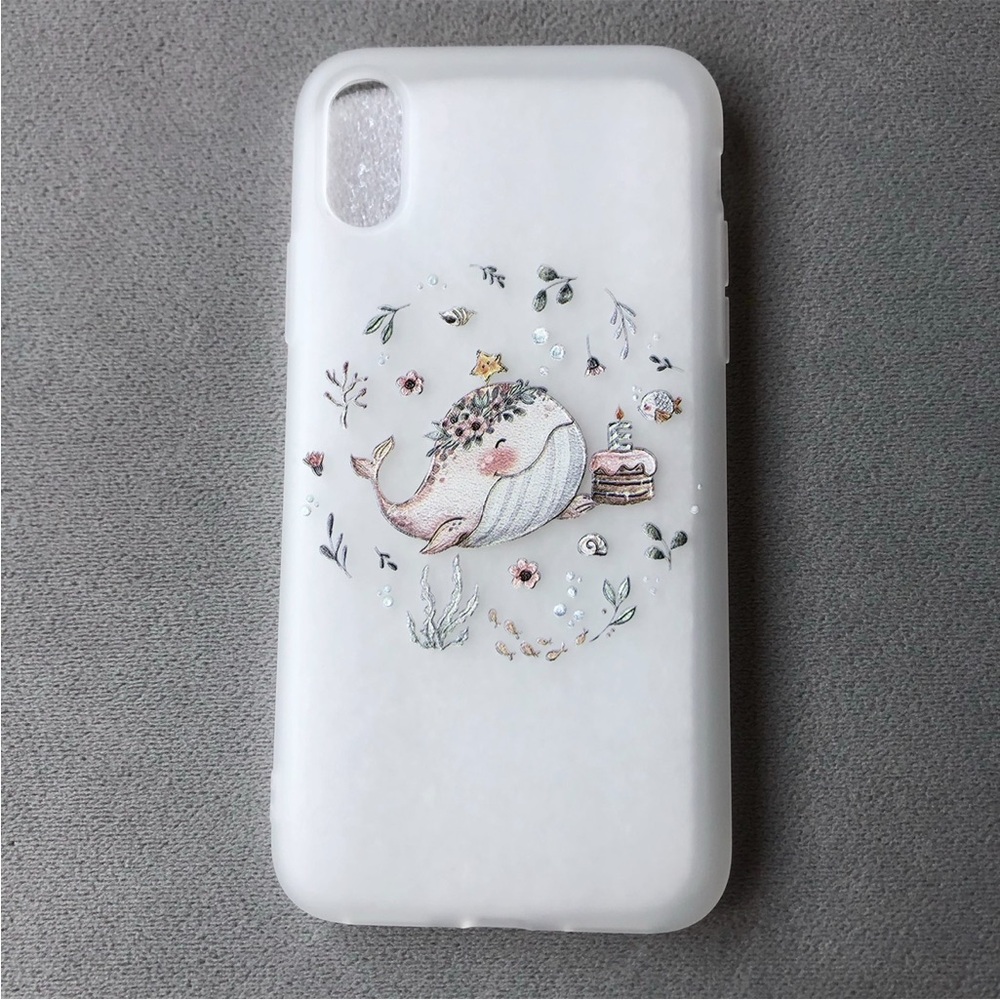 iPhone XS ~ Frosted Silicone Whale Floral ~ Phone Case ~ Brand New!